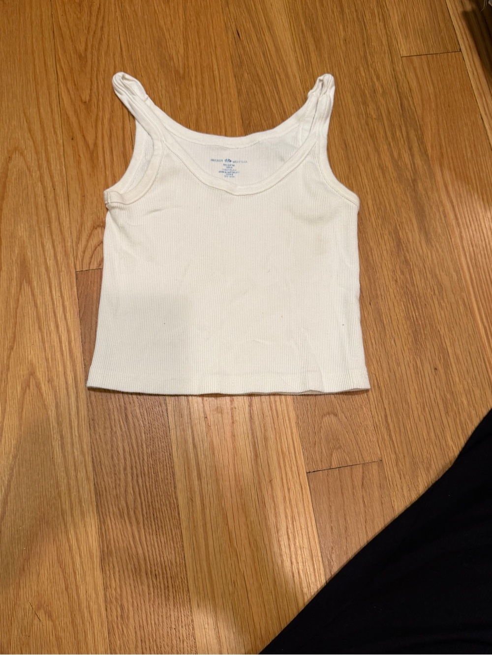 Brandy Melville White Ribbed Crop Tank Top